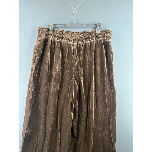 New Anthropologie The Somerset Pants Velvet Size X-Large Brown Wide Leg Pants - Picture 6 of 9